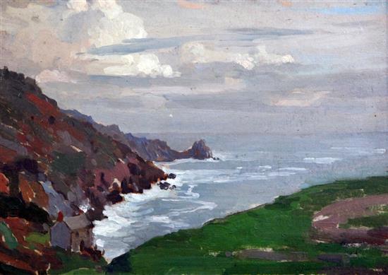 § Samuel John Lamorna Birch R.A. R.W.S (1869-1955) Cornish Cove 9.5 x 13.5in.